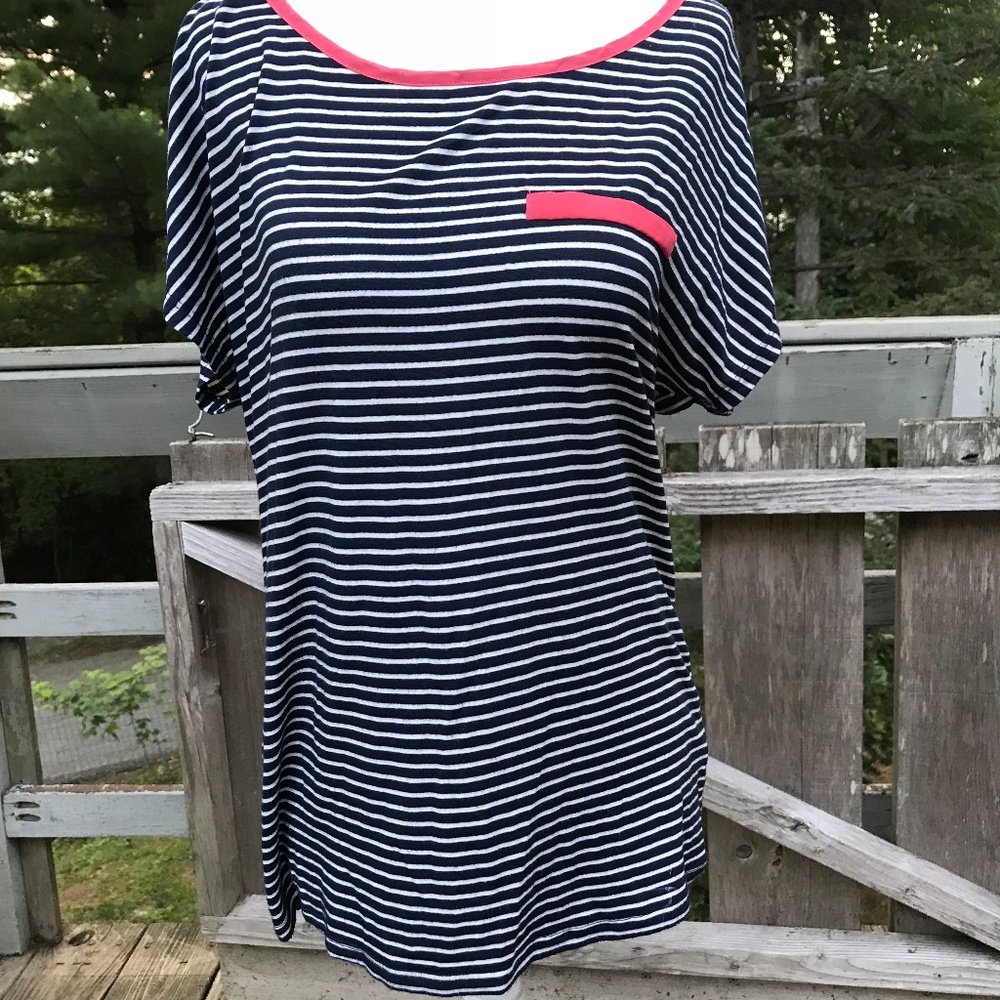 Robin-K Dark Navy with Pink Accent Blouse